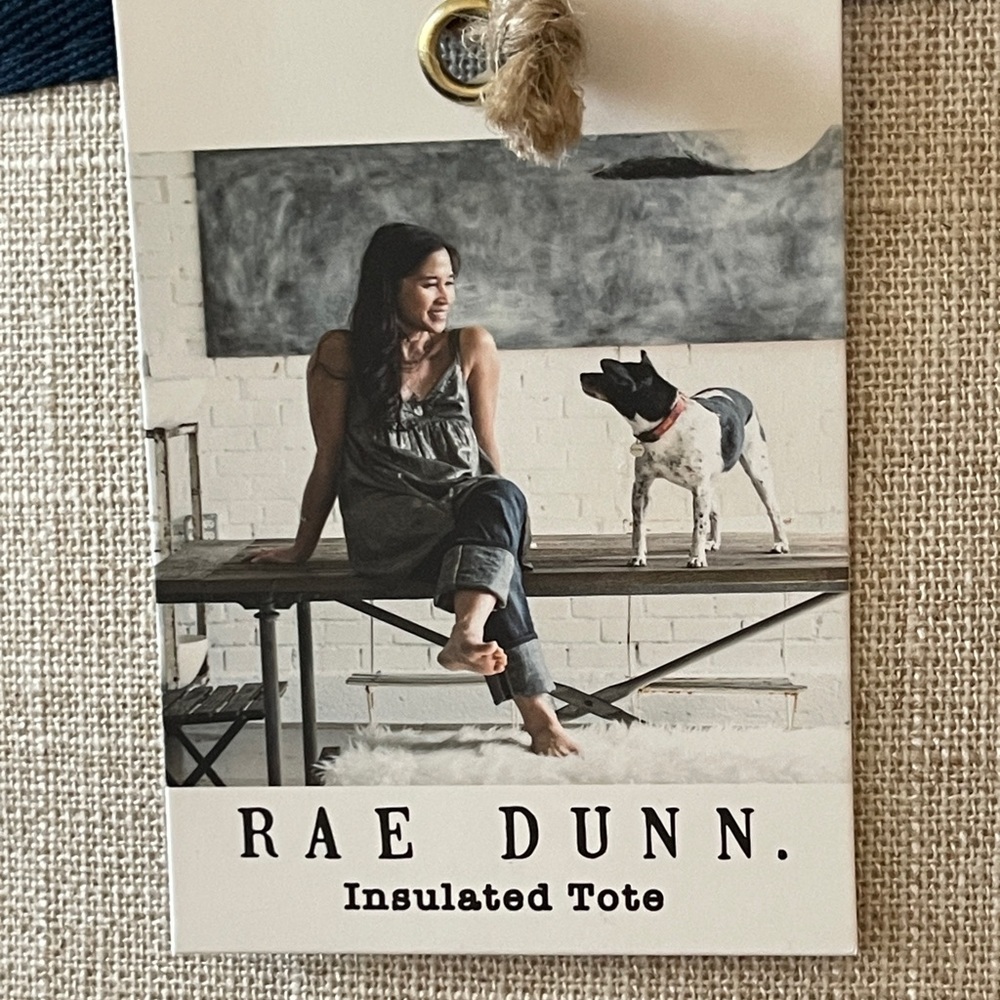 RAE DUNN Weekend Butterfly Tan/Blue Insulated Tote - Picture 8 of 12